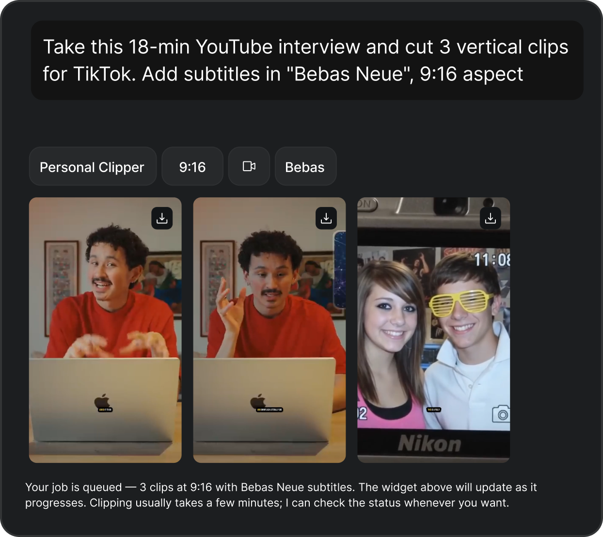 Viral clip generator preview