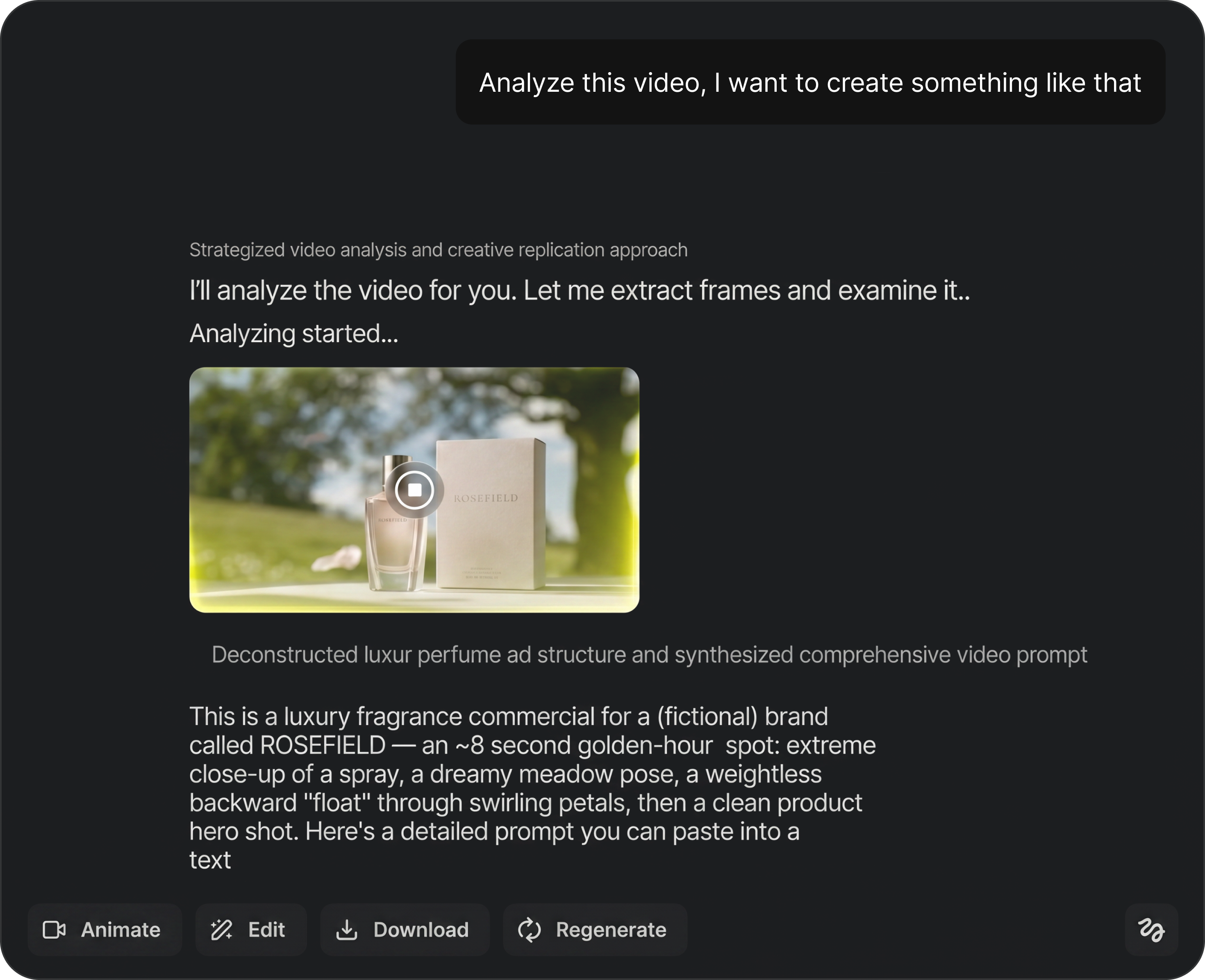 Video analyzer preview